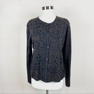 Nina Leonard Jungle Print Cardigan Sweater